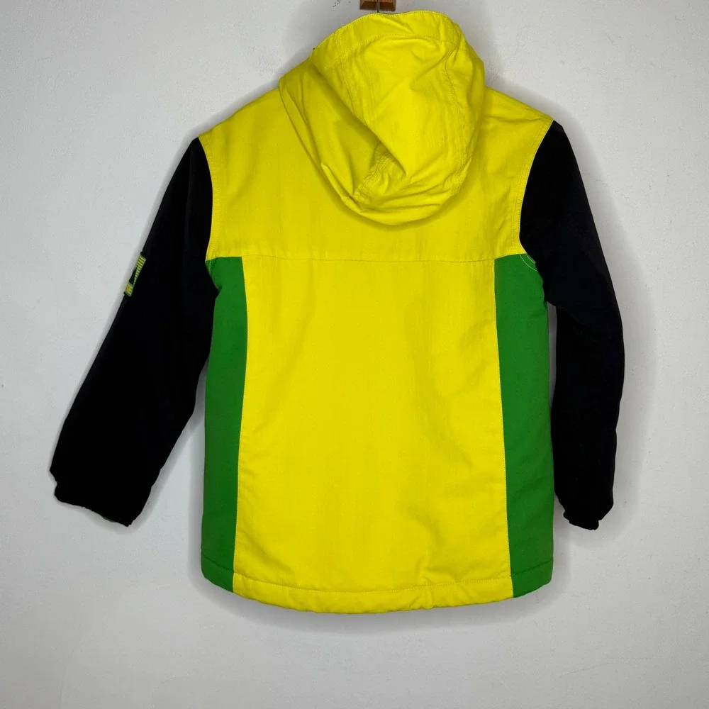 Bonfire Kids Medium Snowboard Jacket Green Yellow Black Insulated Gorpcore Neon